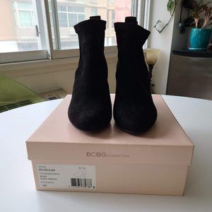 BCBGeneration Black Suede Bootie Heels